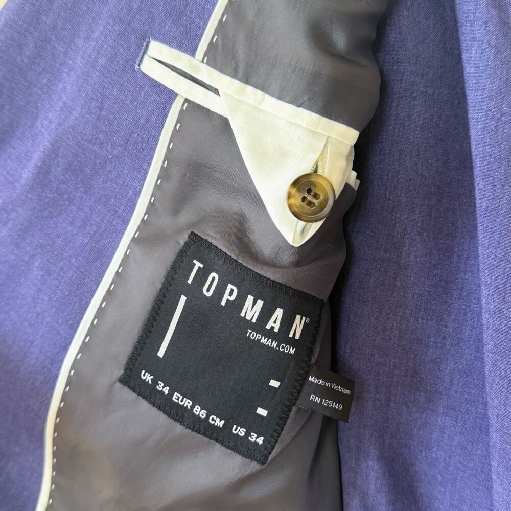 Topman Blue Suit 34 Blazer 28S Slim Fit Pants - Picture 9 of 10